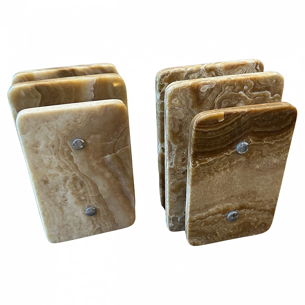 Coppia di Appliques rettangolari in marmo onice marrone, anni '70 2