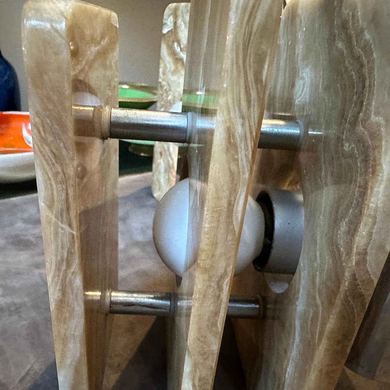 Coppia di Appliques rettangolari in marmo onice marrone, anni '70 5