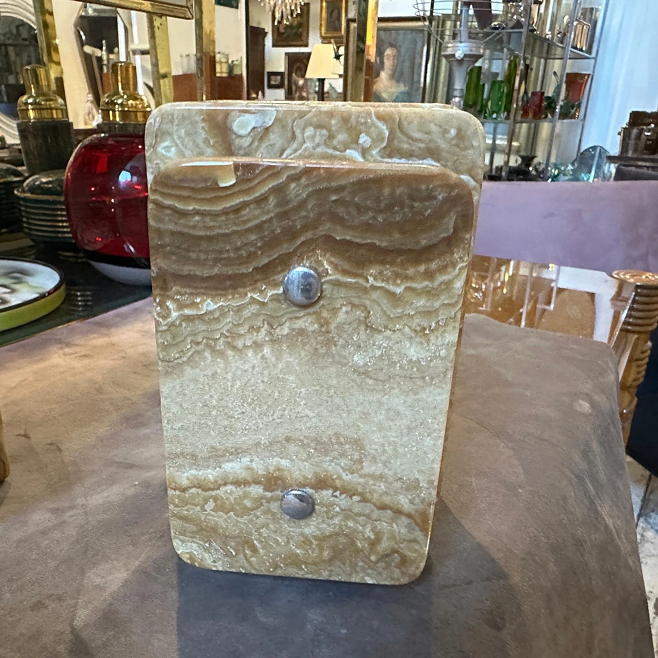 Coppia di Appliques rettangolari in marmo onice marrone, anni '70 6