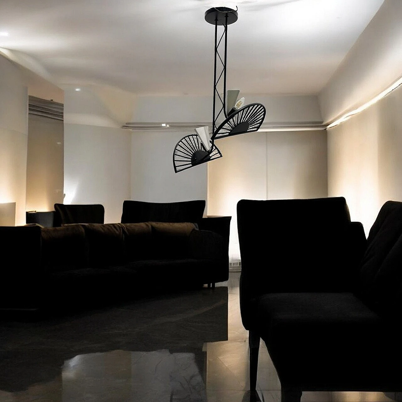 Lampadario in vetro di Murano bianco e nero, anni '80 4