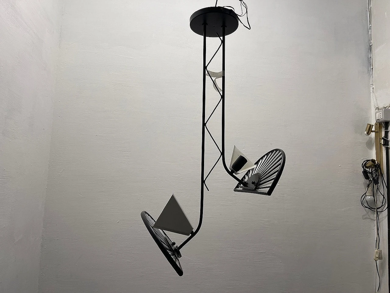 Lampadario in vetro di Murano bianco e nero, anni '80 5