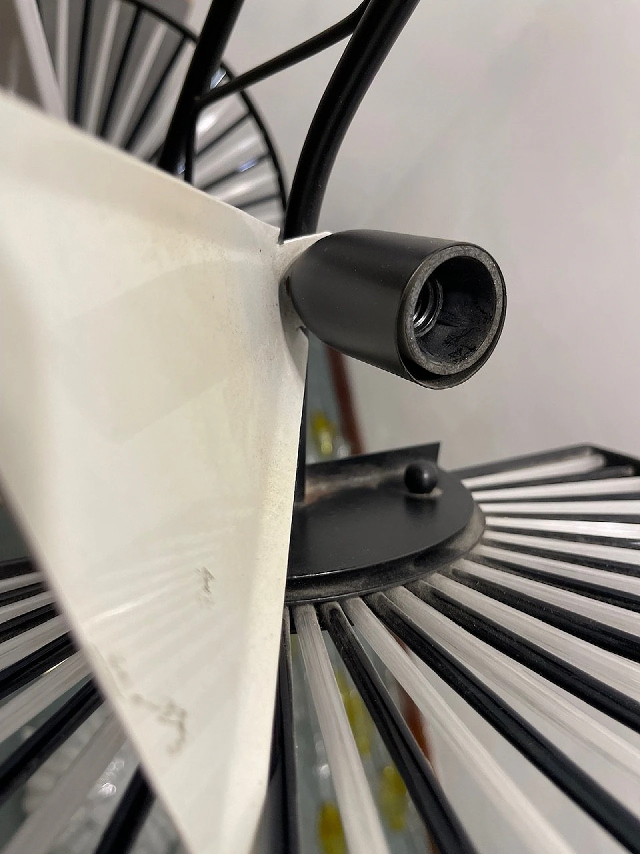 Lampadario in vetro di Murano bianco e nero, anni '80 6