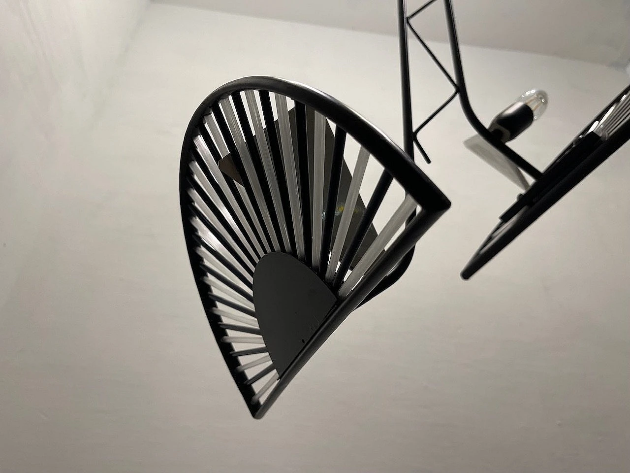 Lampadario in vetro di Murano bianco e nero, anni '80 8