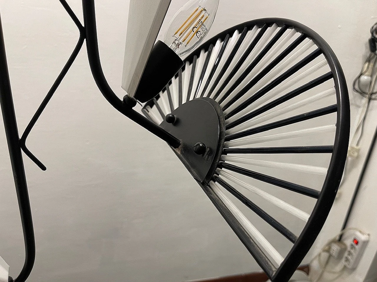 Lampadario in vetro di Murano bianco e nero, anni '80 9