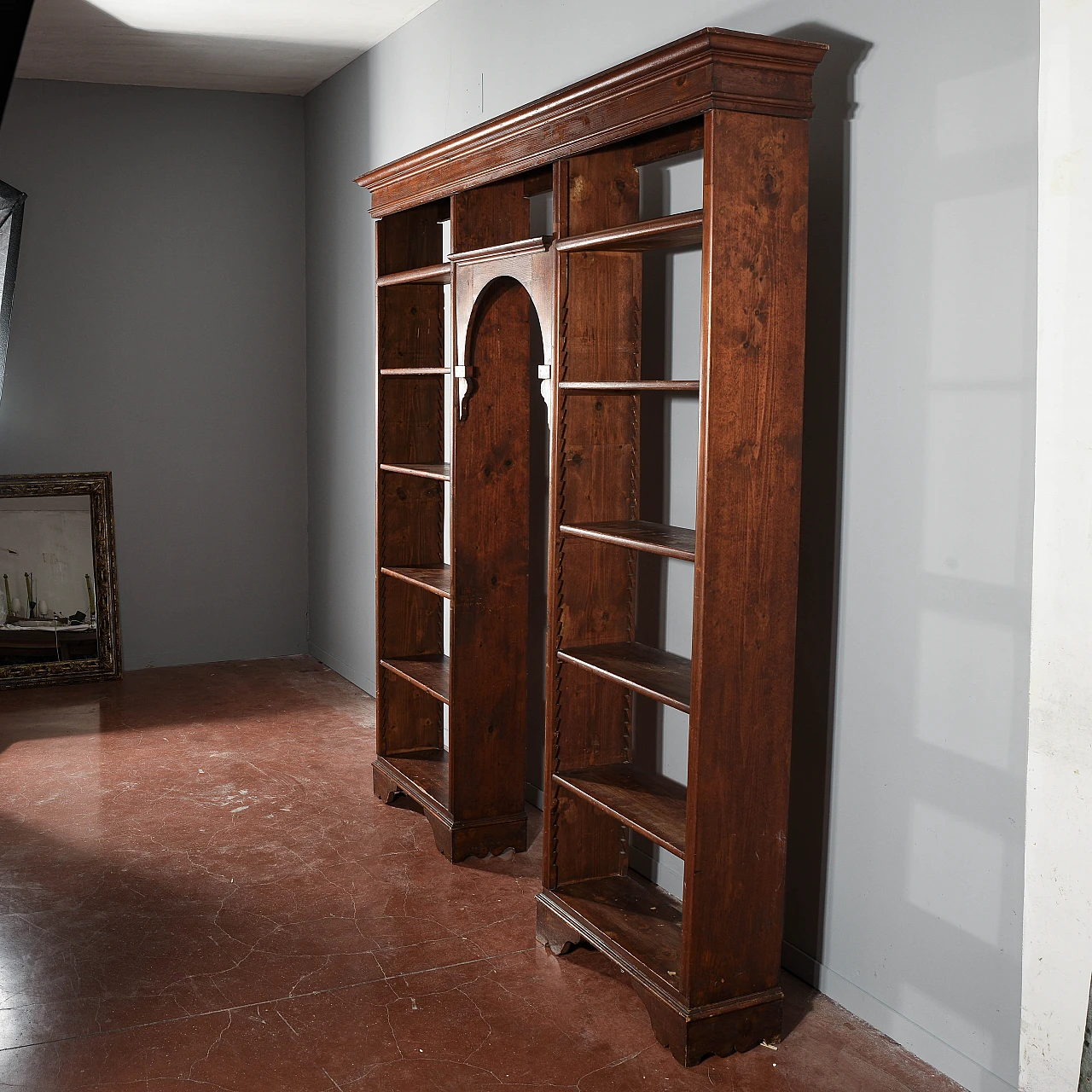 Libreria a ponte in abete massello, '800 2