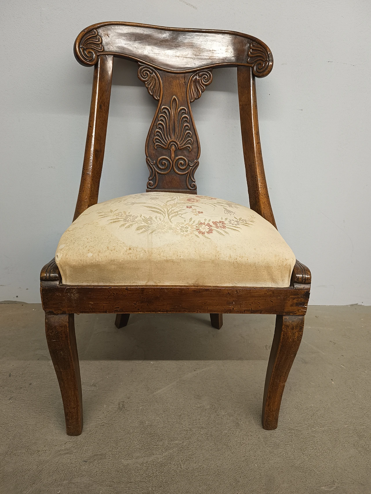 Charles X solid walnut armchair, 19th century 1