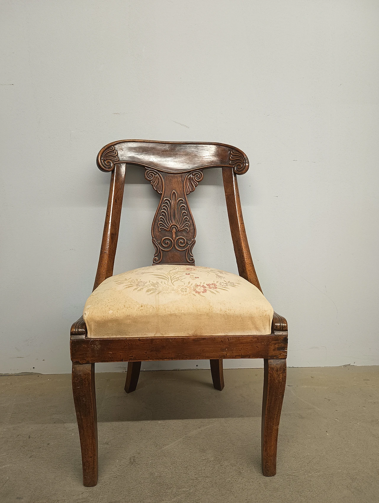 Charles X solid walnut armchair, 19th century 2