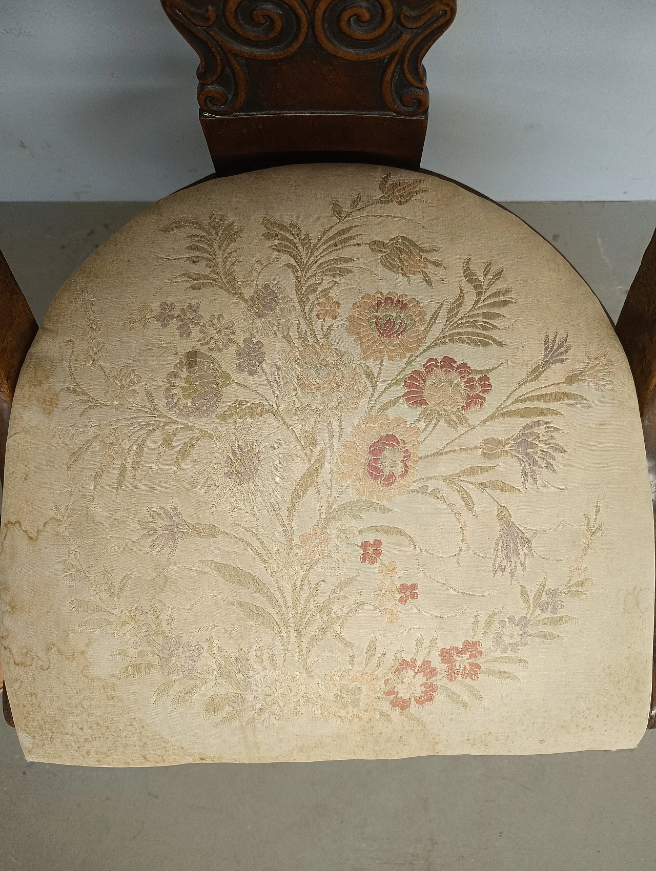 Charles X solid walnut armchair, 19th century 4