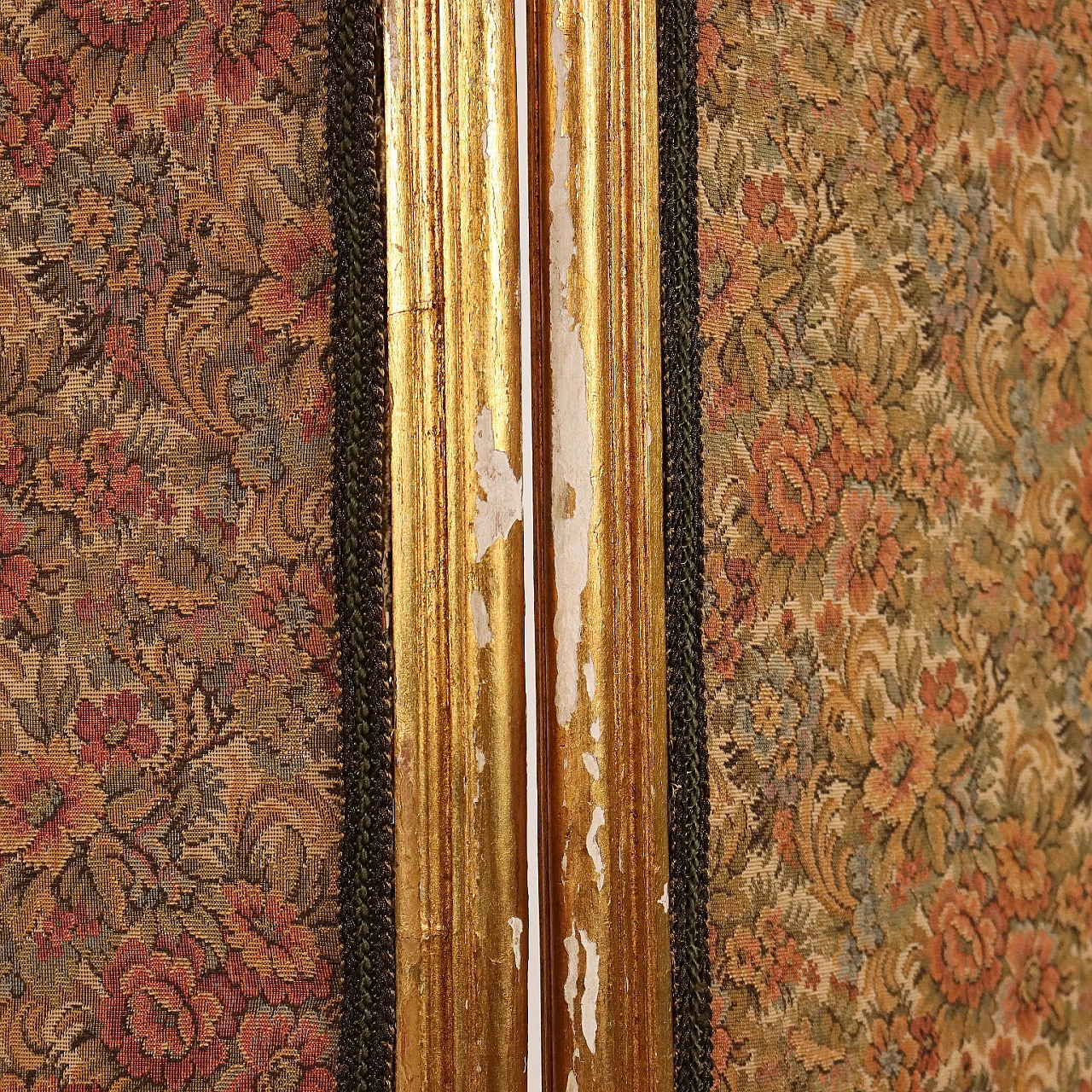 Neoclassical style gilded wood and embroidered fabric screen 6