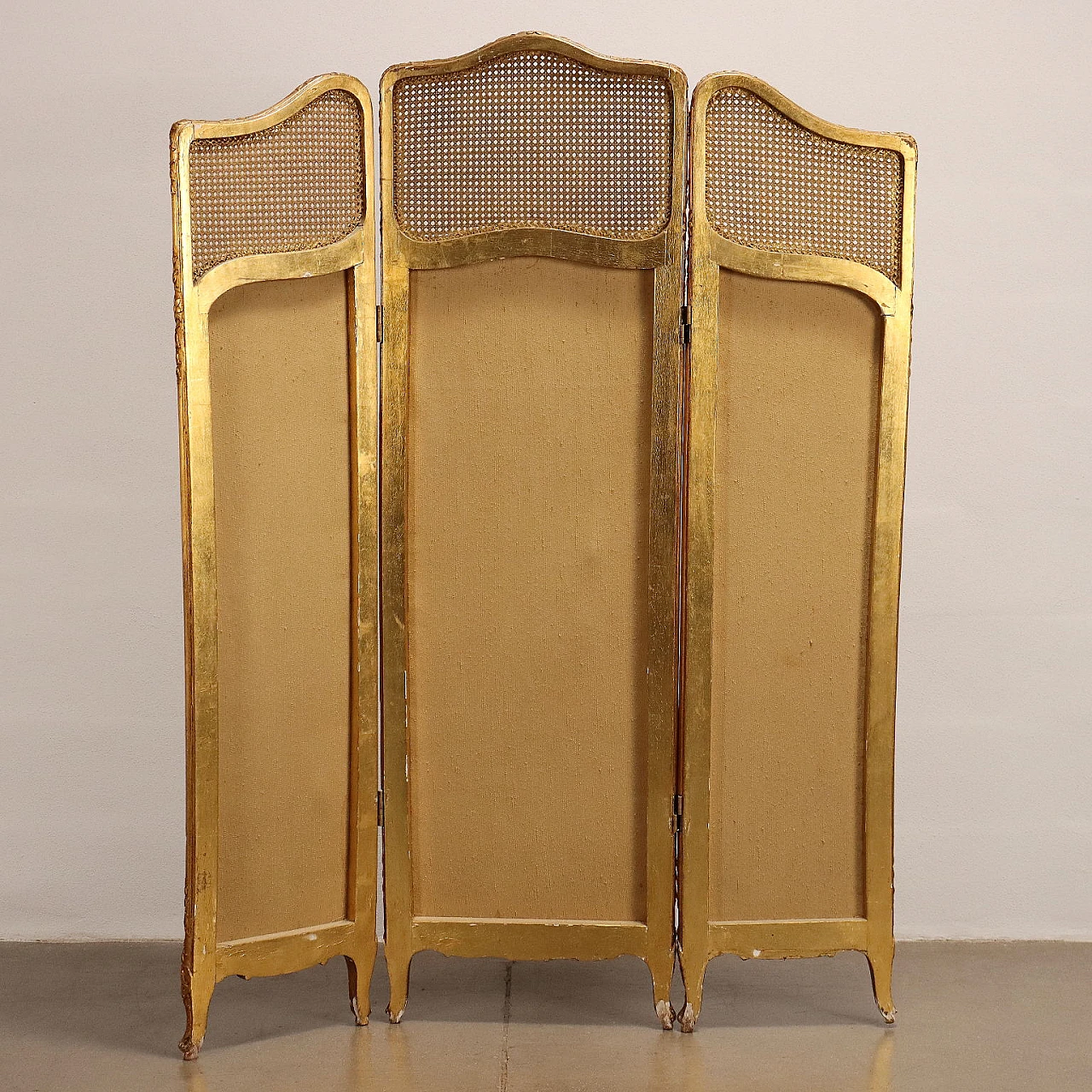 Neoclassical style gilded wood and embroidered fabric screen 10