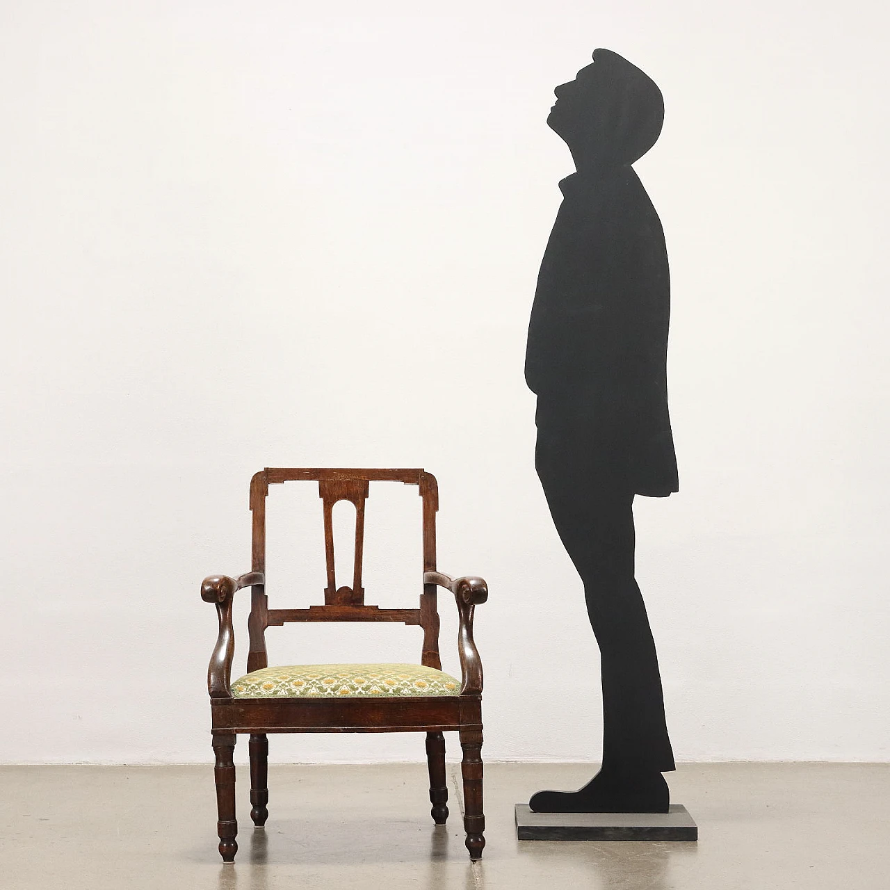 Poltrona Direttorio in legno e tessuto, fine '800 2