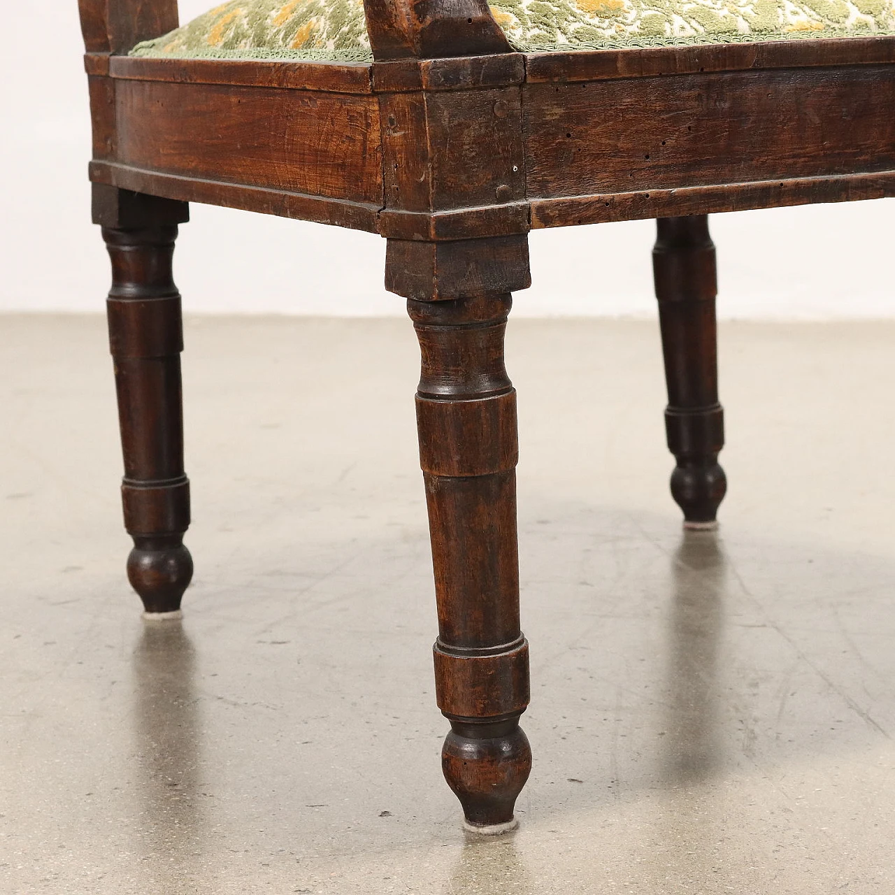 Poltrona Direttorio in legno e tessuto, fine '800 5