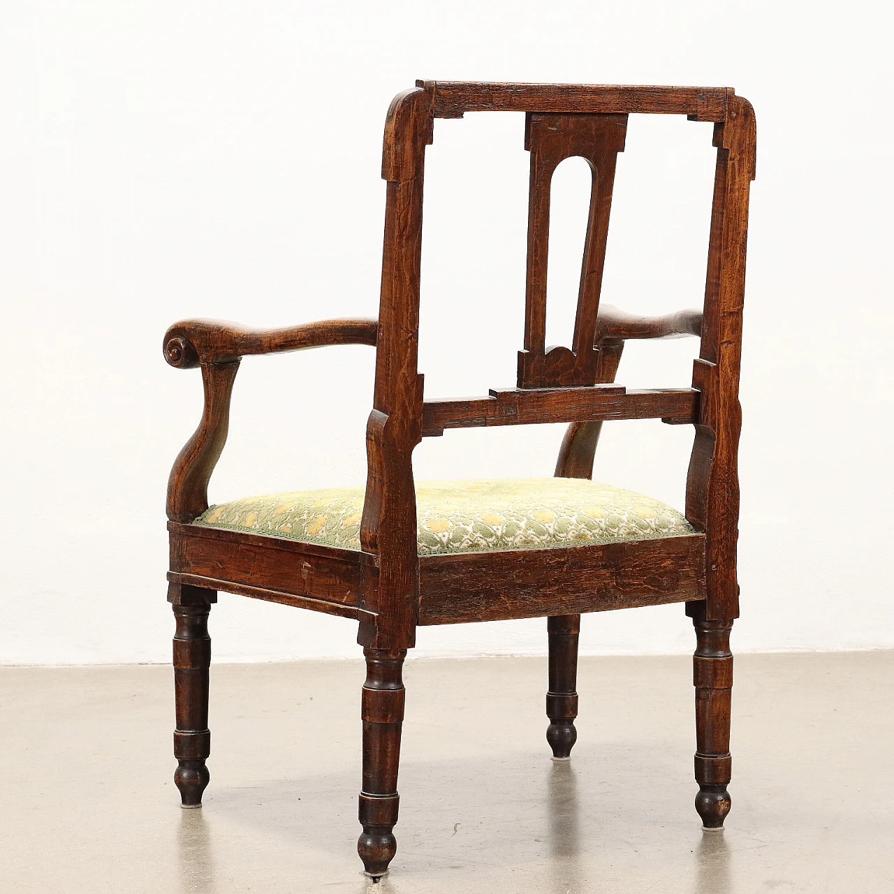 Poltrona Direttorio in legno e tessuto, fine '800 7