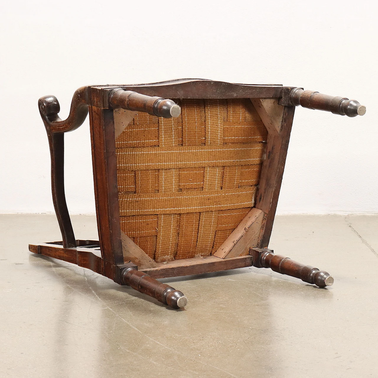 Poltrona Direttorio in legno e tessuto, fine '800 8