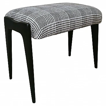 Panca in stile Art Déco in legno e lino Principe di Galles, anni '50