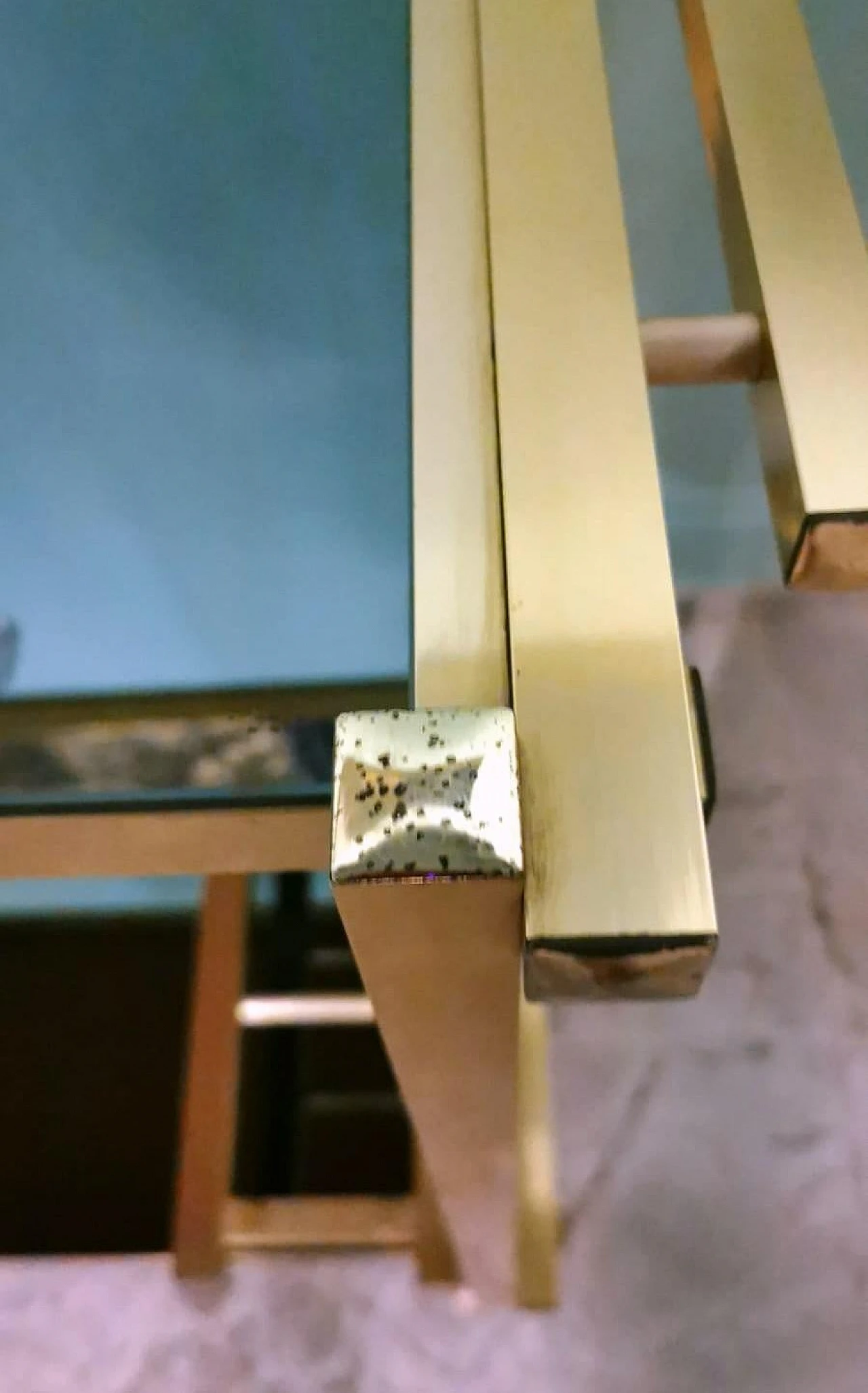 Carrello da bar in alluminio anodizzato e specchi fumé, anni '70 15