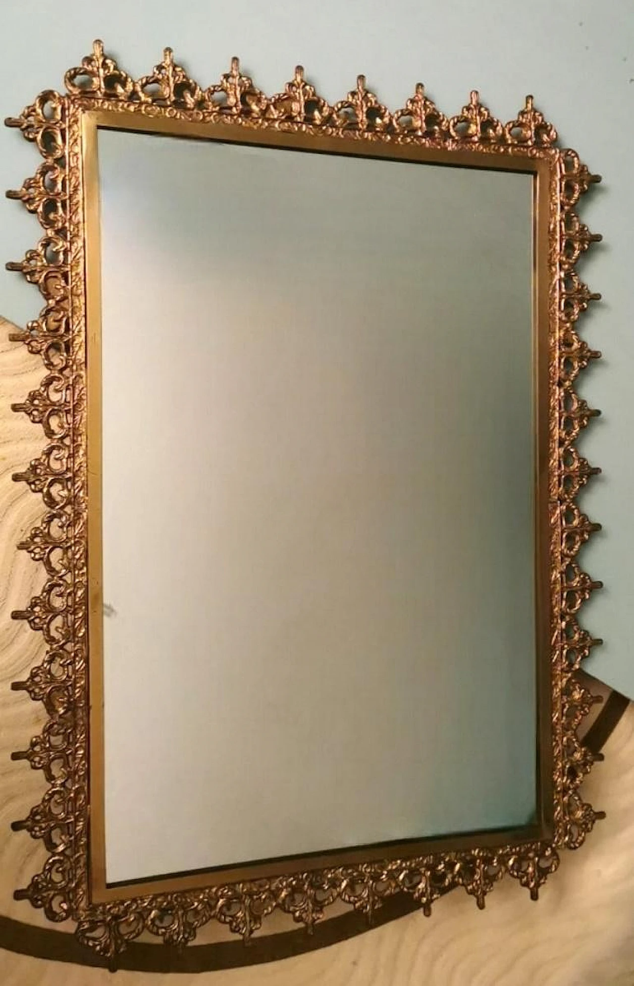 Rococo style mirror with gilded brass frame, 1950s 2