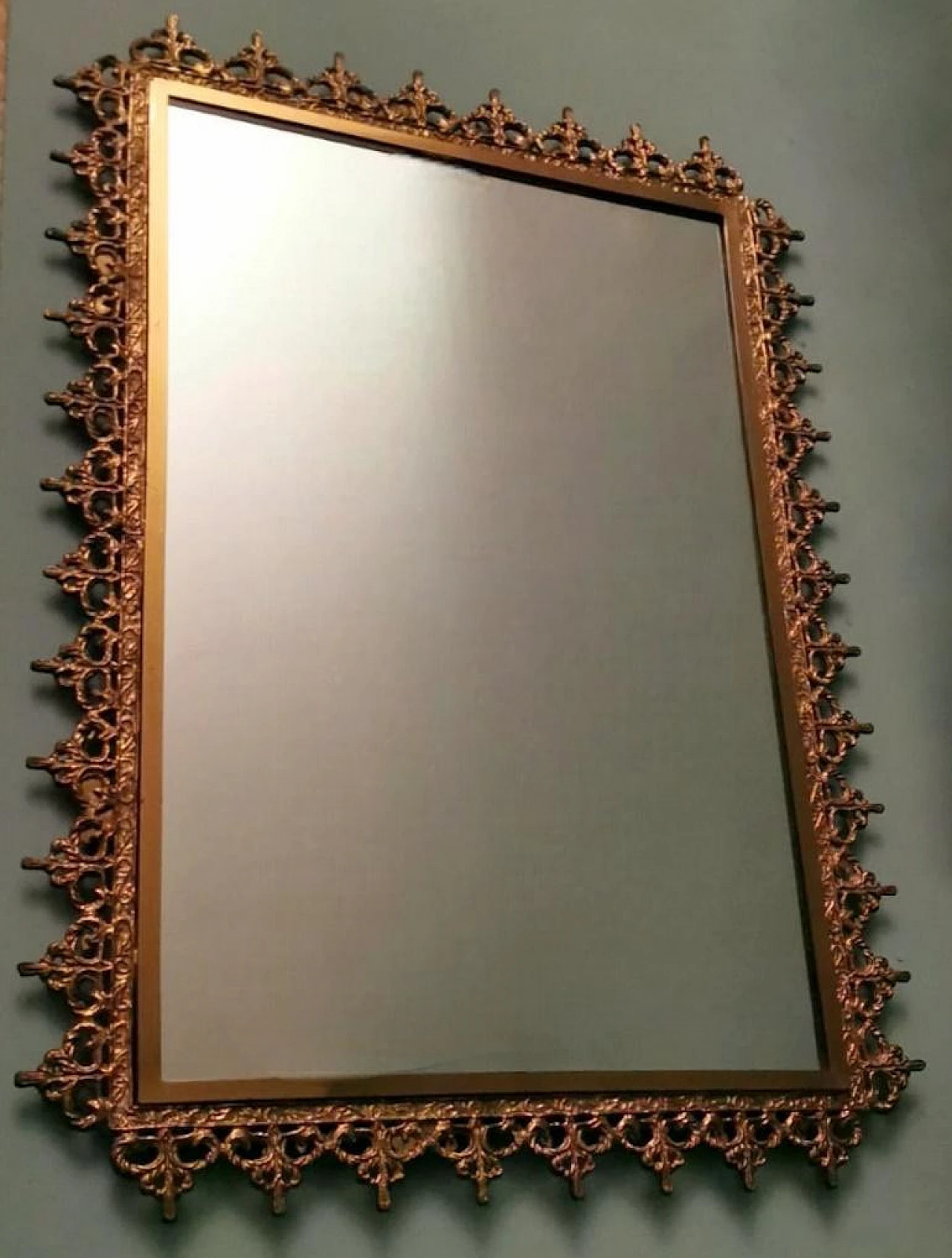 Rococo style mirror with gilded brass frame, 1950s 3