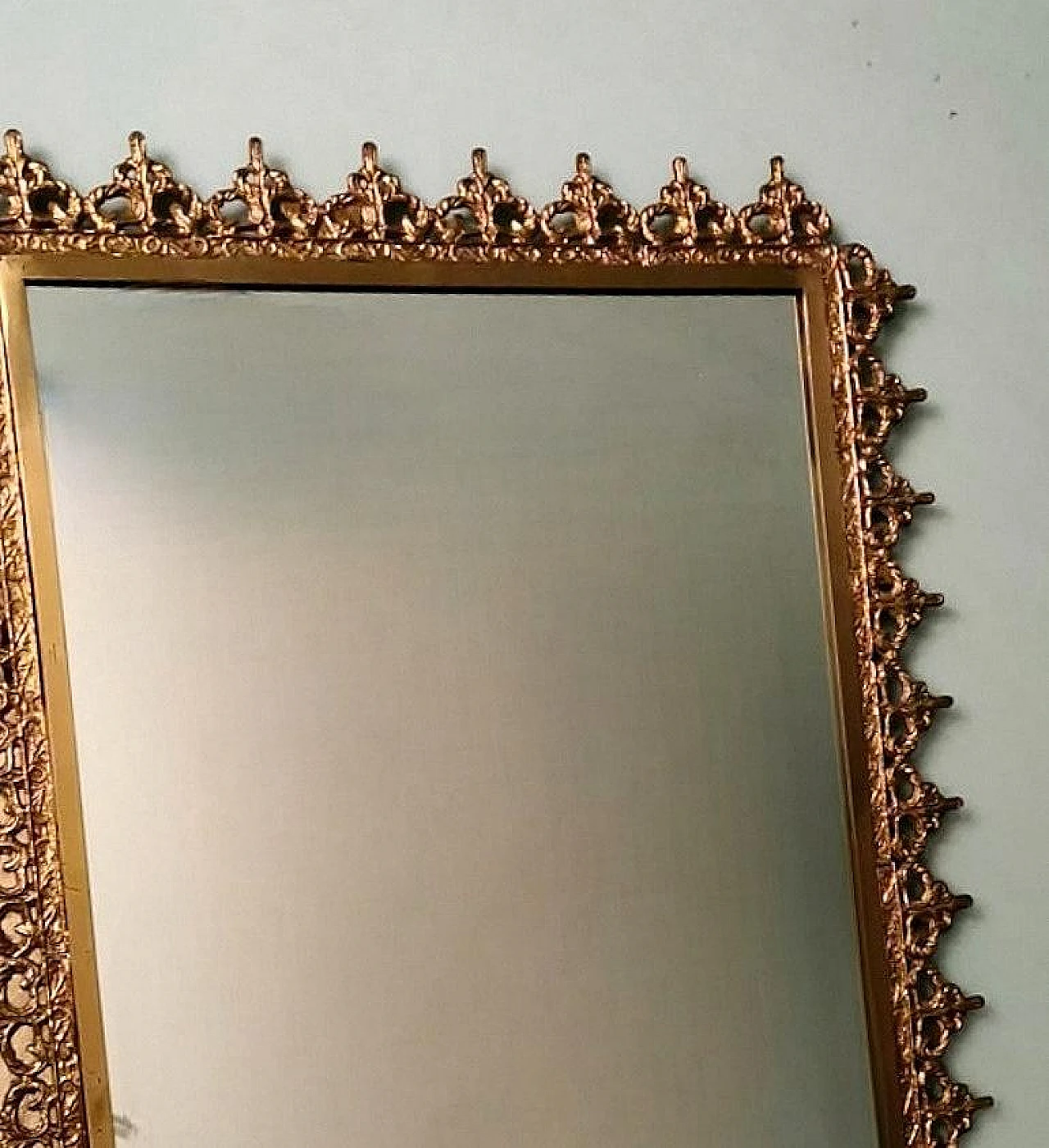 Rococo style mirror with gilded brass frame, 1950s 5
