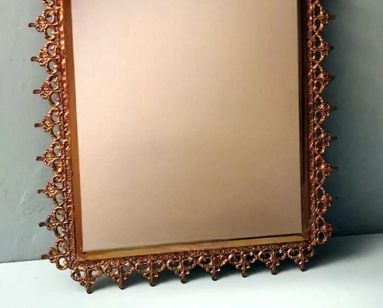 Rococo style mirror with gilded brass frame, 1950s 6