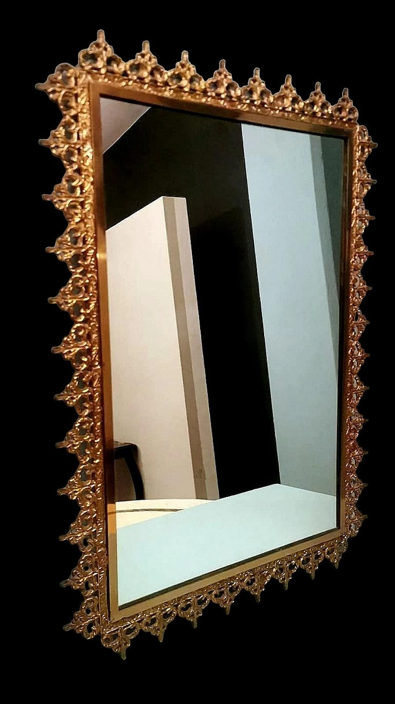 Rococo style mirror with gilded brass frame, 1950s 8
