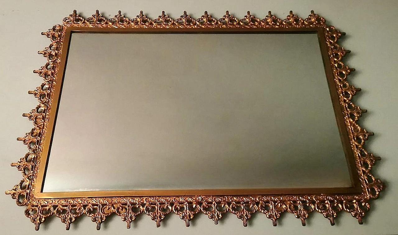 Rococo style mirror with gilded brass frame, 1950s 9