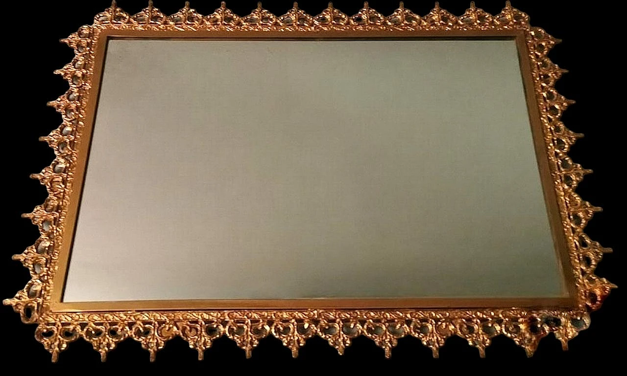 Rococo style mirror with gilded brass frame, 1950s 10