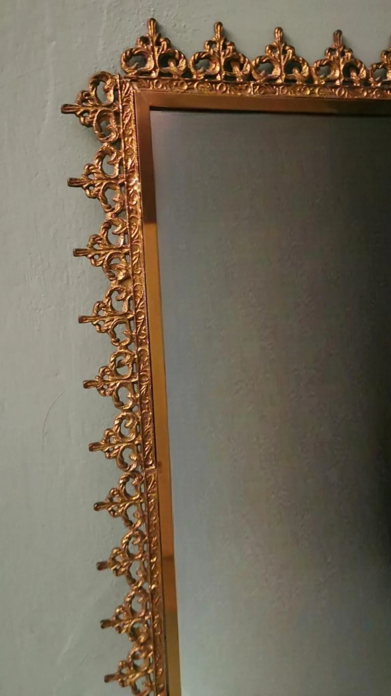 Rococo style mirror with gilded brass frame, 1950s 11