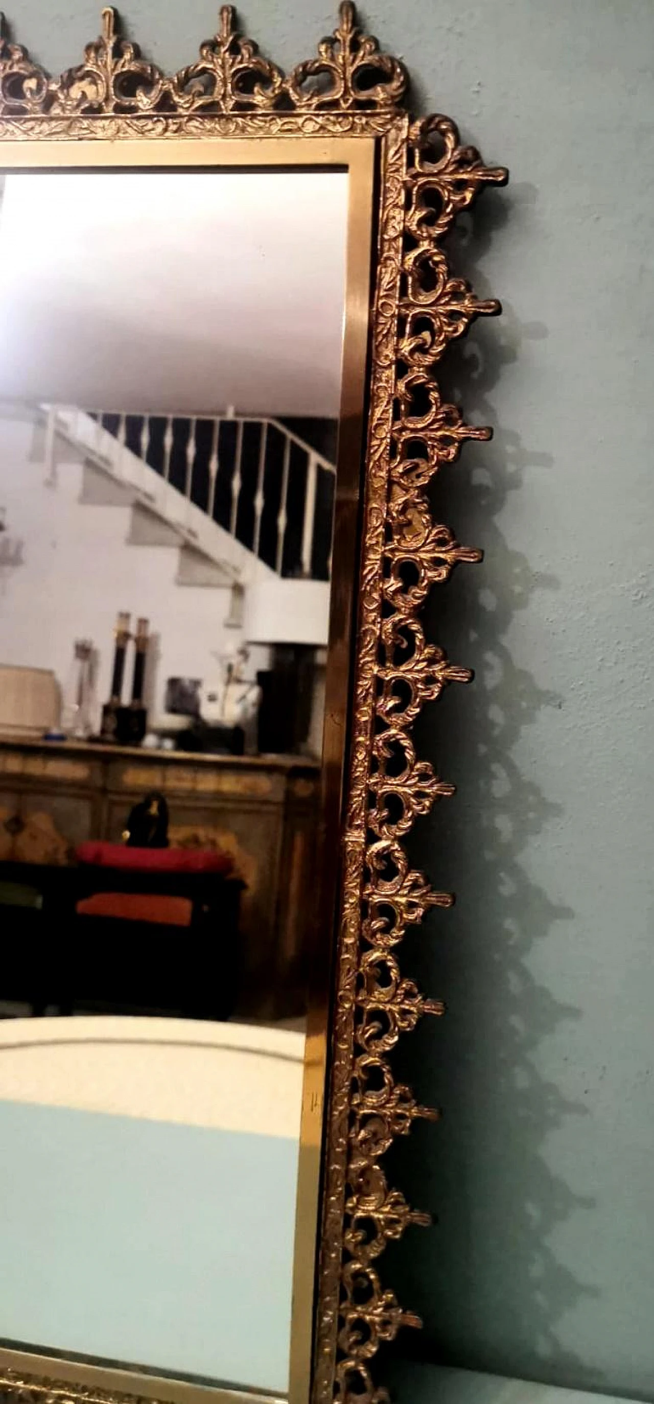 Rococo style mirror with gilded brass frame, 1950s 14