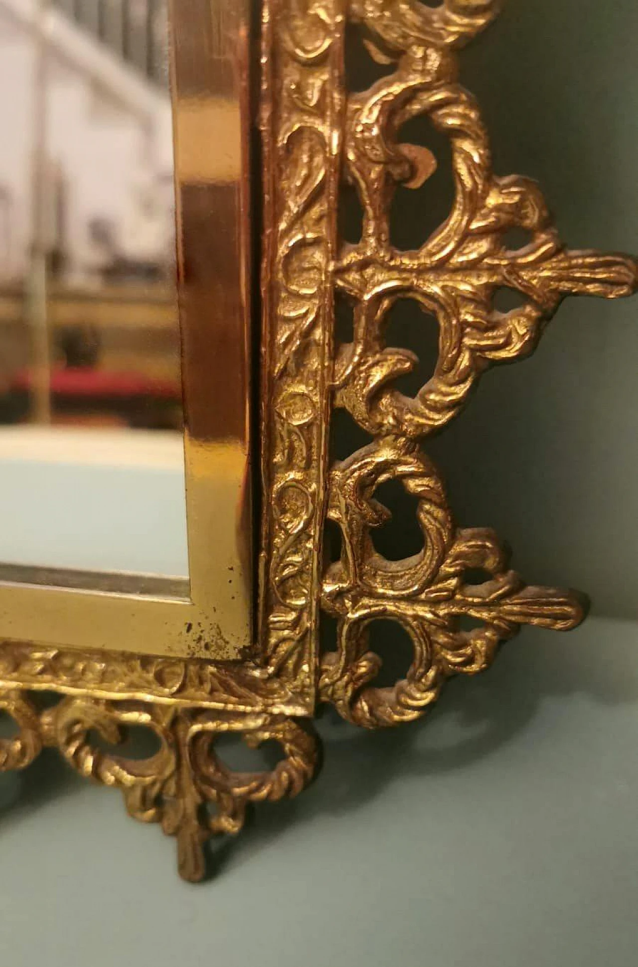 Rococo style mirror with gilded brass frame, 1950s 16
