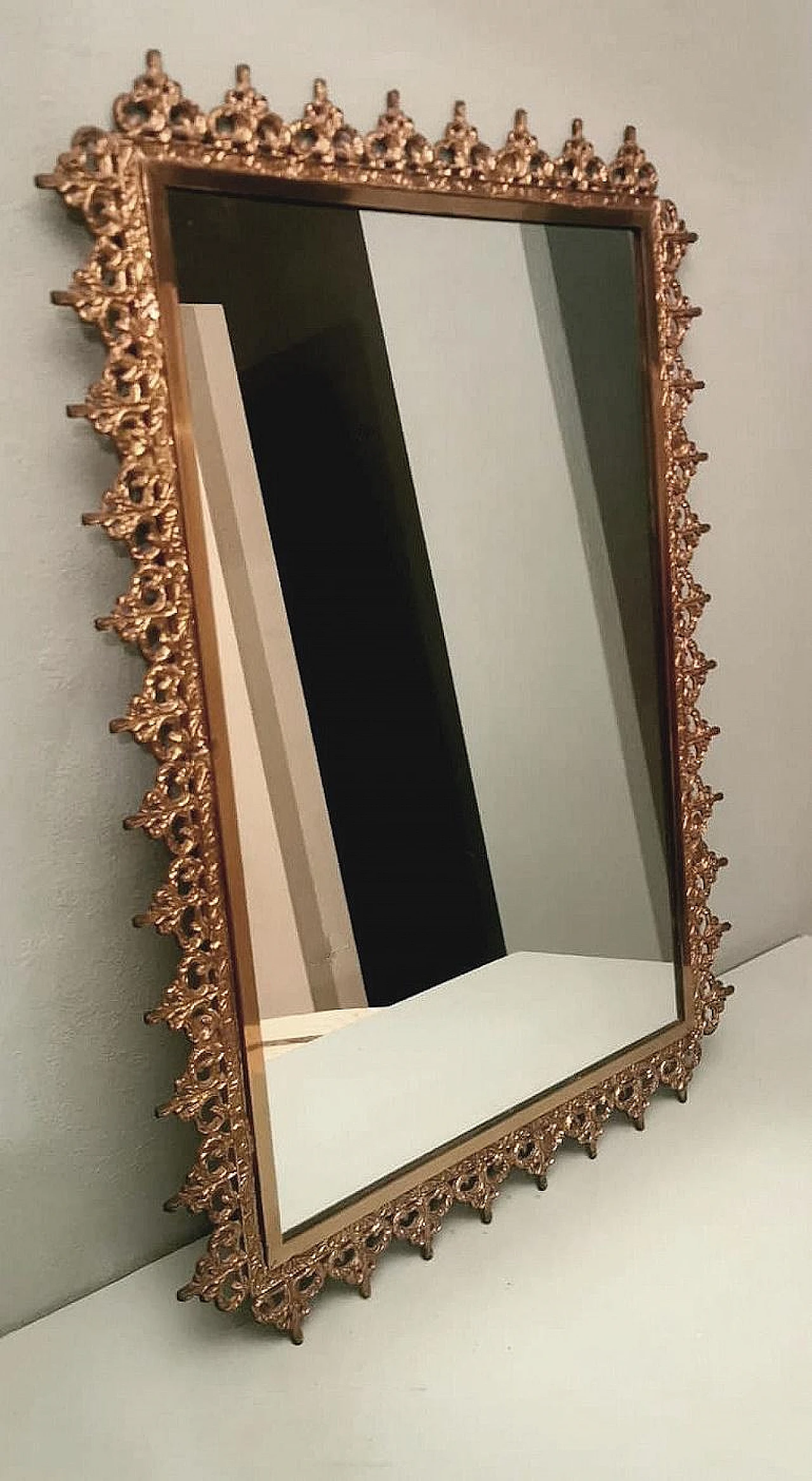 Rococo style mirror with gilded brass frame, 1950s 17