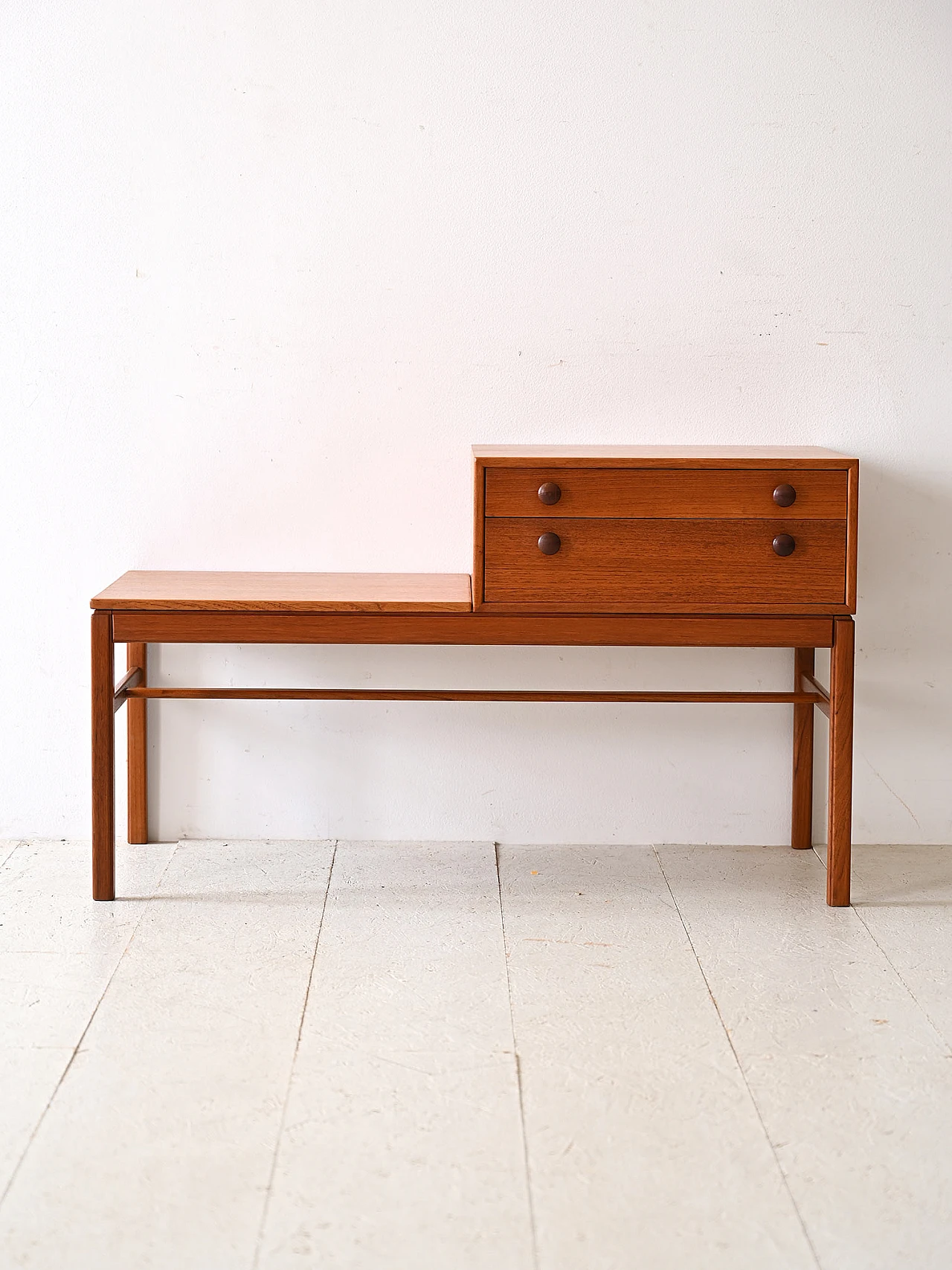Panca in teak con cassetti, anni '60 2