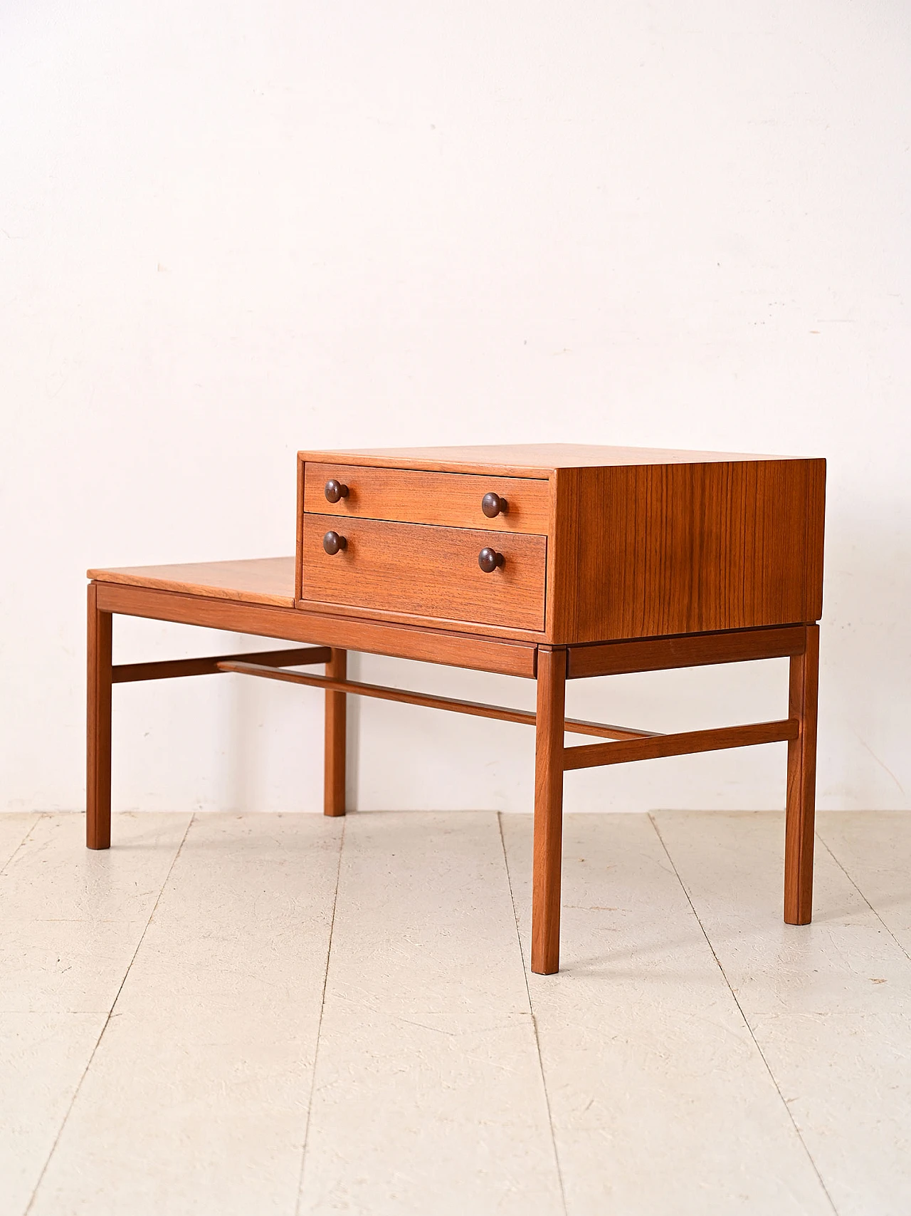 Panca in teak con cassetti, anni '60 4