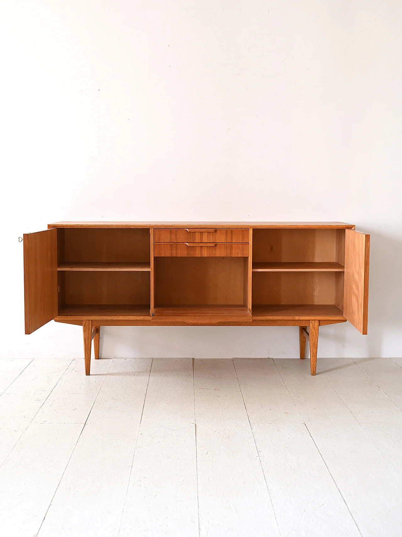 Credenza in teak e rovere con cassetti, anni '60 3