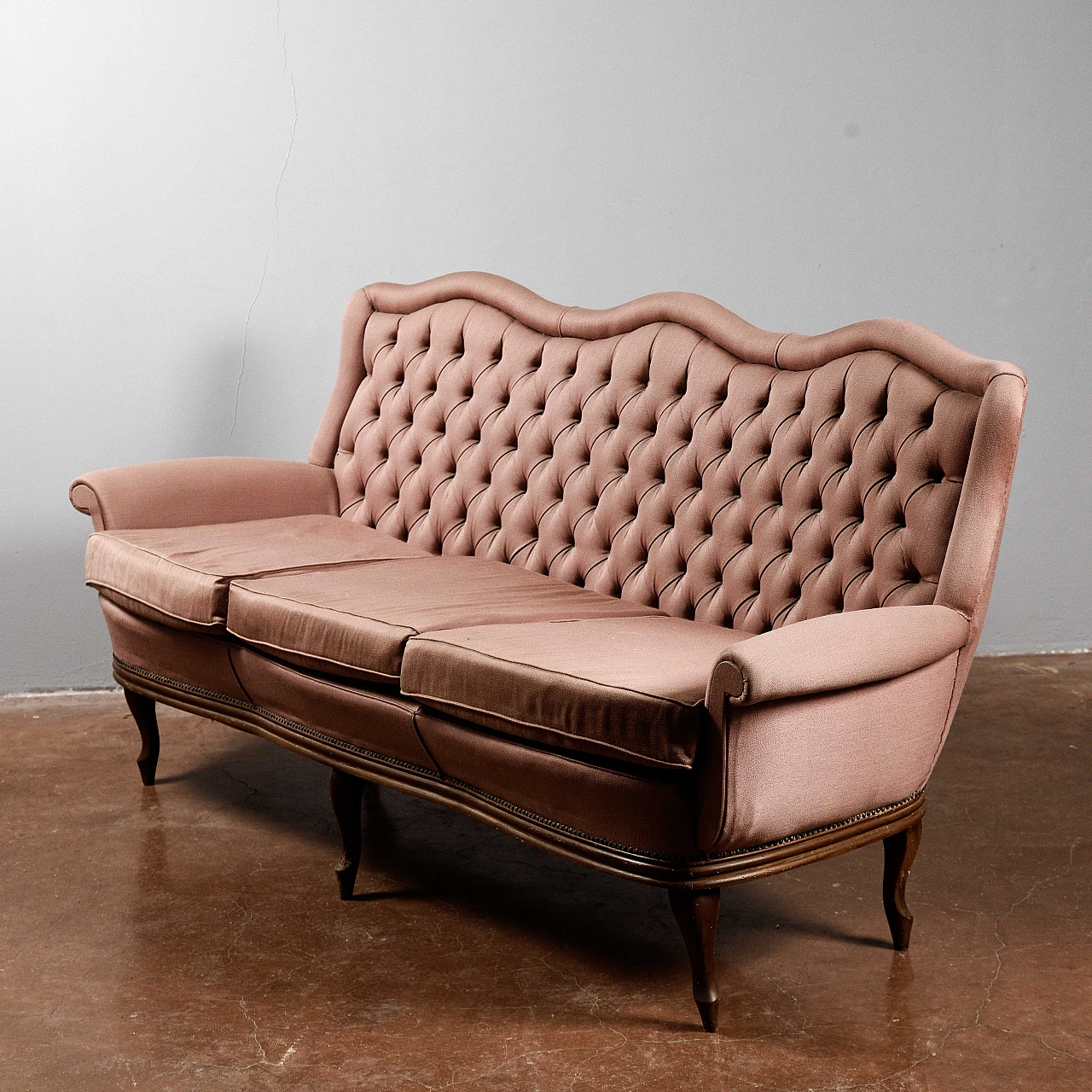 Pink upholstered sofa, 1980s 4
