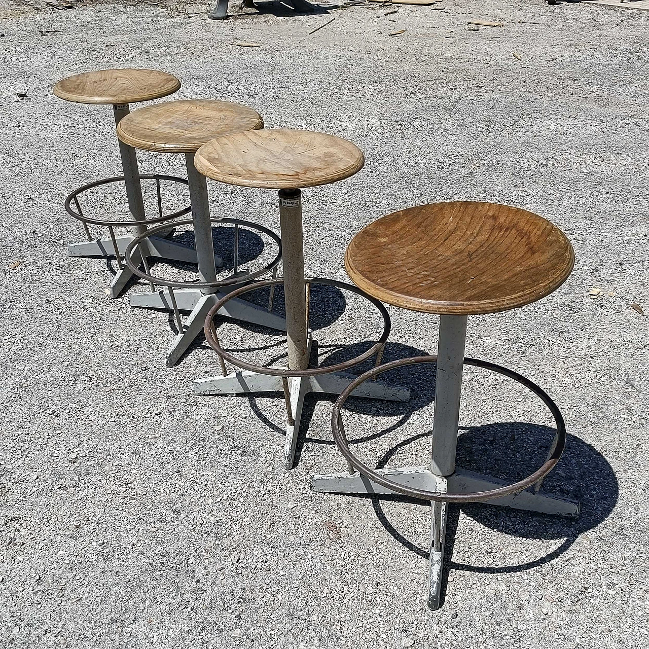 4 Sgabelli in ferro e compensato, anni '50 6