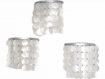 3 Appliques in metallo e conchiglia di Panton per J. Luber, anni '70