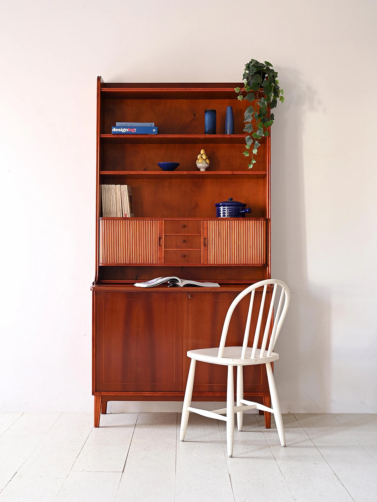 Scandinavian mahogany bookcase with writing desk, 1960s 1