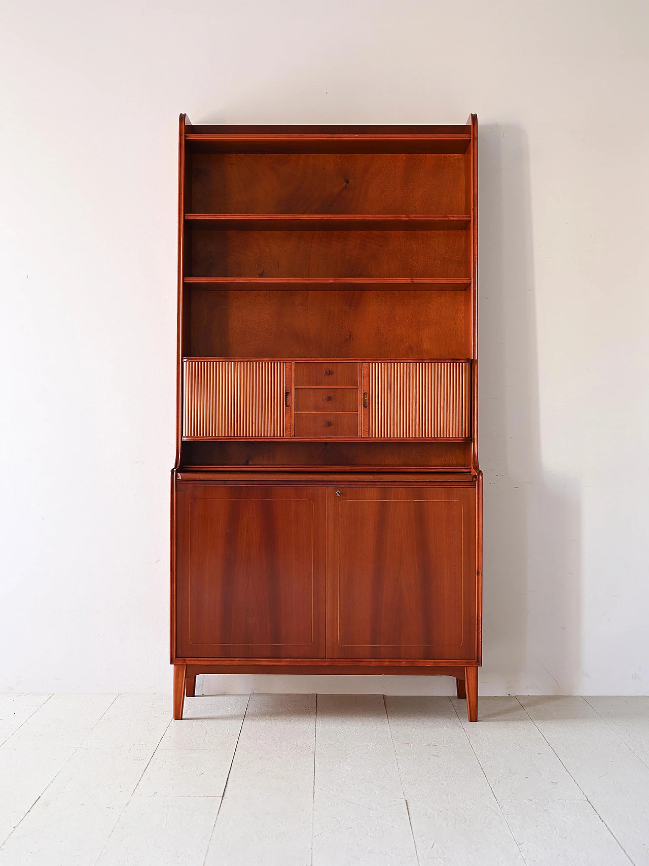 Scandinavian mahogany bookcase with writing desk, 1960s 2