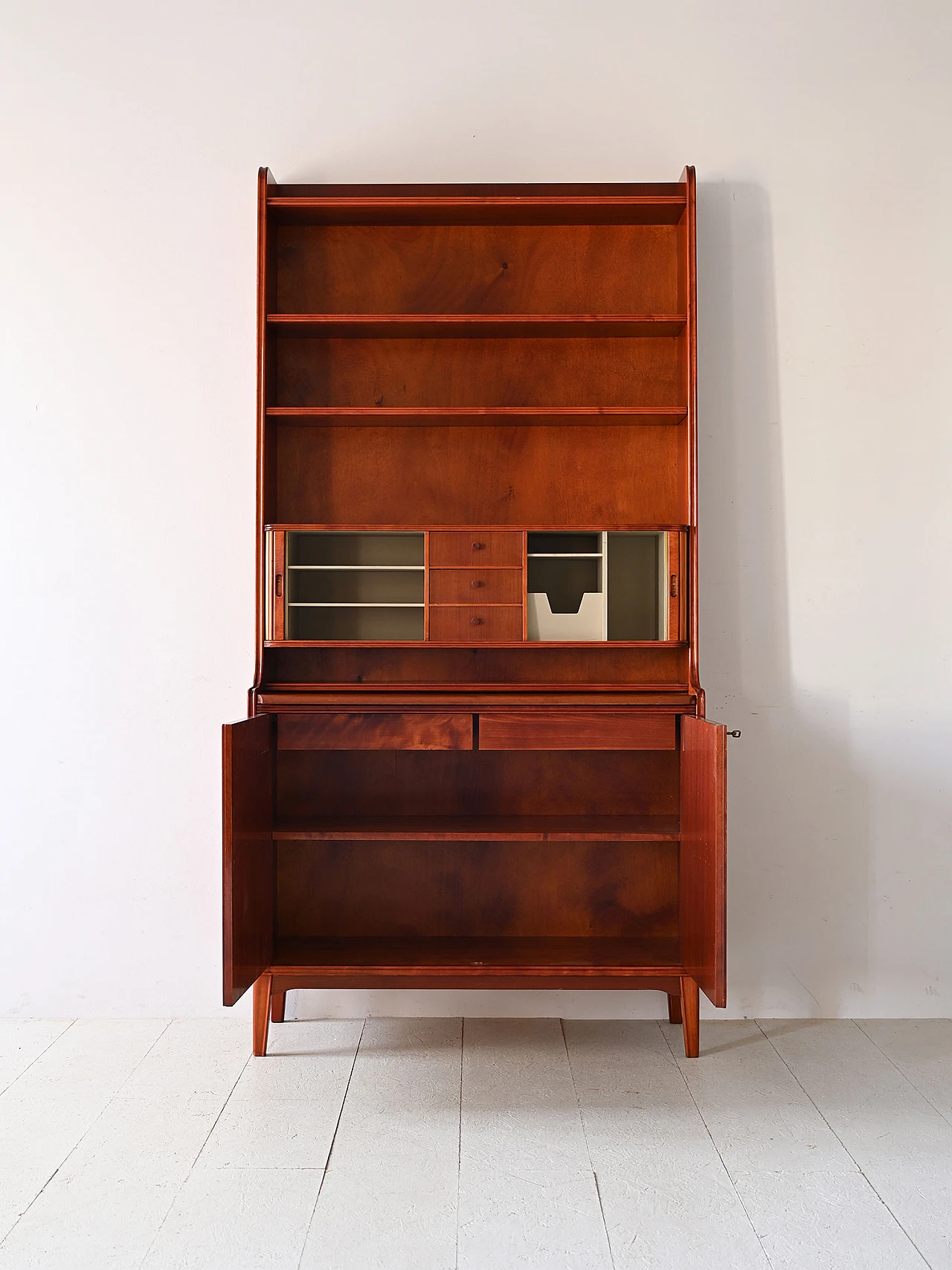 Scandinavian mahogany bookcase with writing desk, 1960s 3