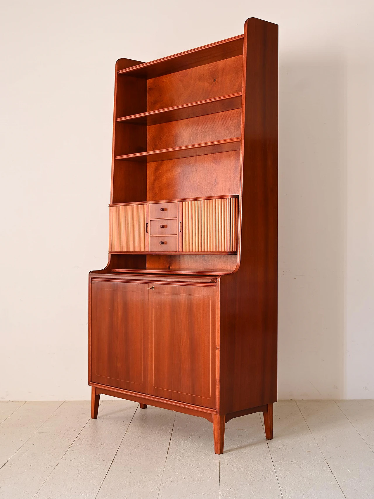 Scandinavian mahogany bookcase with writing desk, 1960s 4