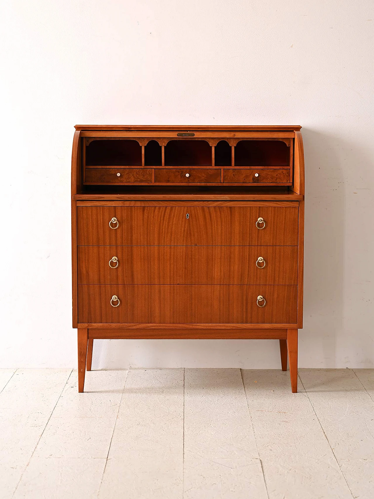 Secretaire in teak con scrittoio, anni '60 2
