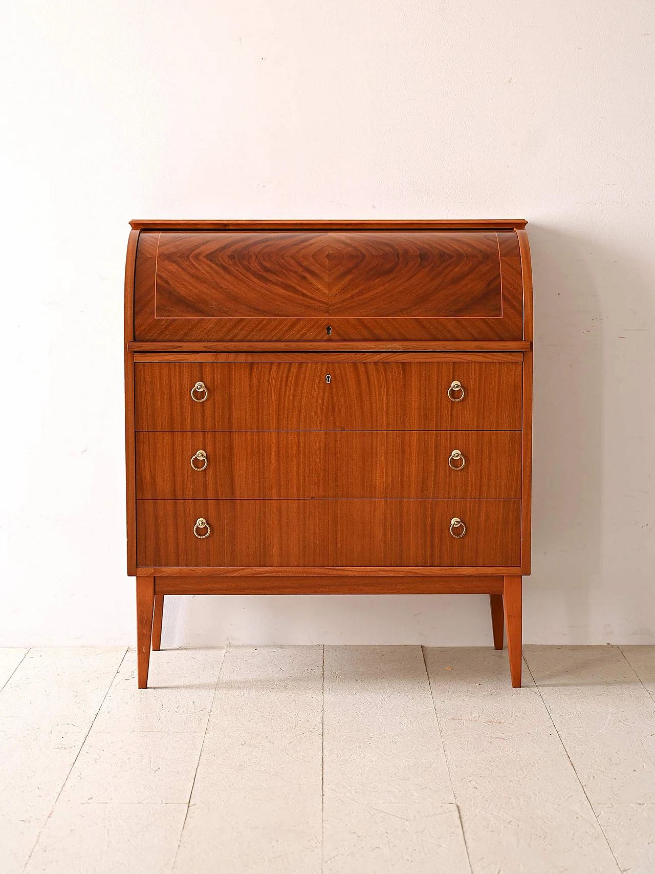 Secretaire in teak con scrittoio, anni '60 3