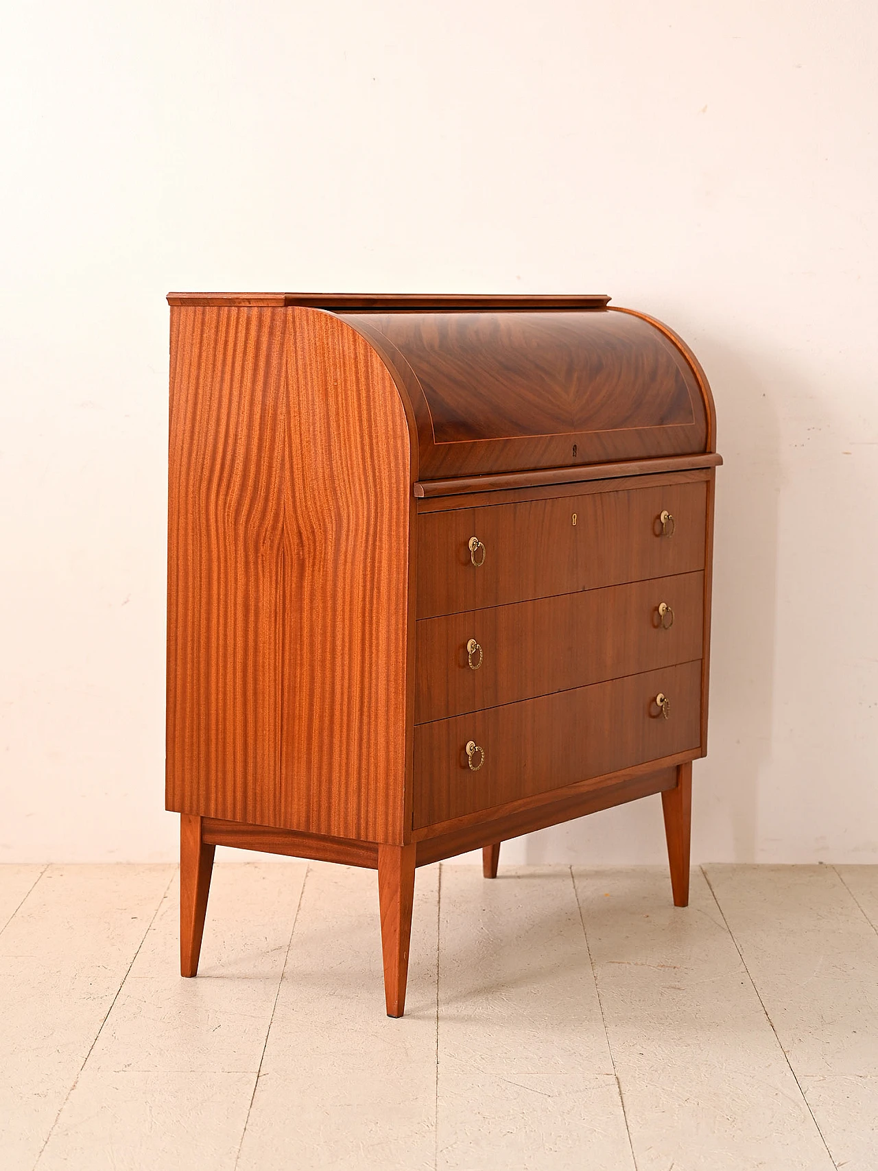 Secretaire in teak con scrittoio, anni '60 4