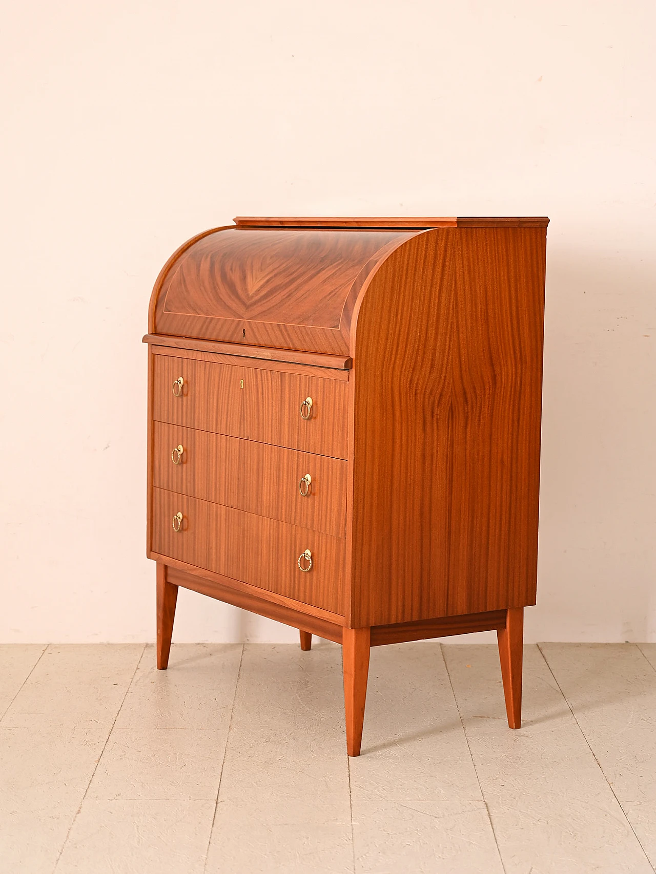 Secretaire in teak con scrittoio, anni '60 5