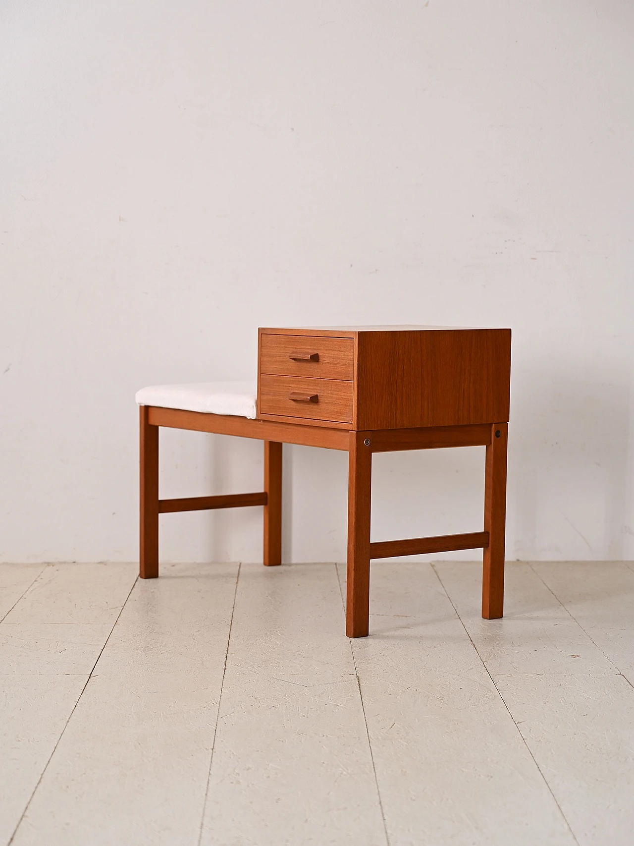 Scandinavian bench with drawers, 1960s 4