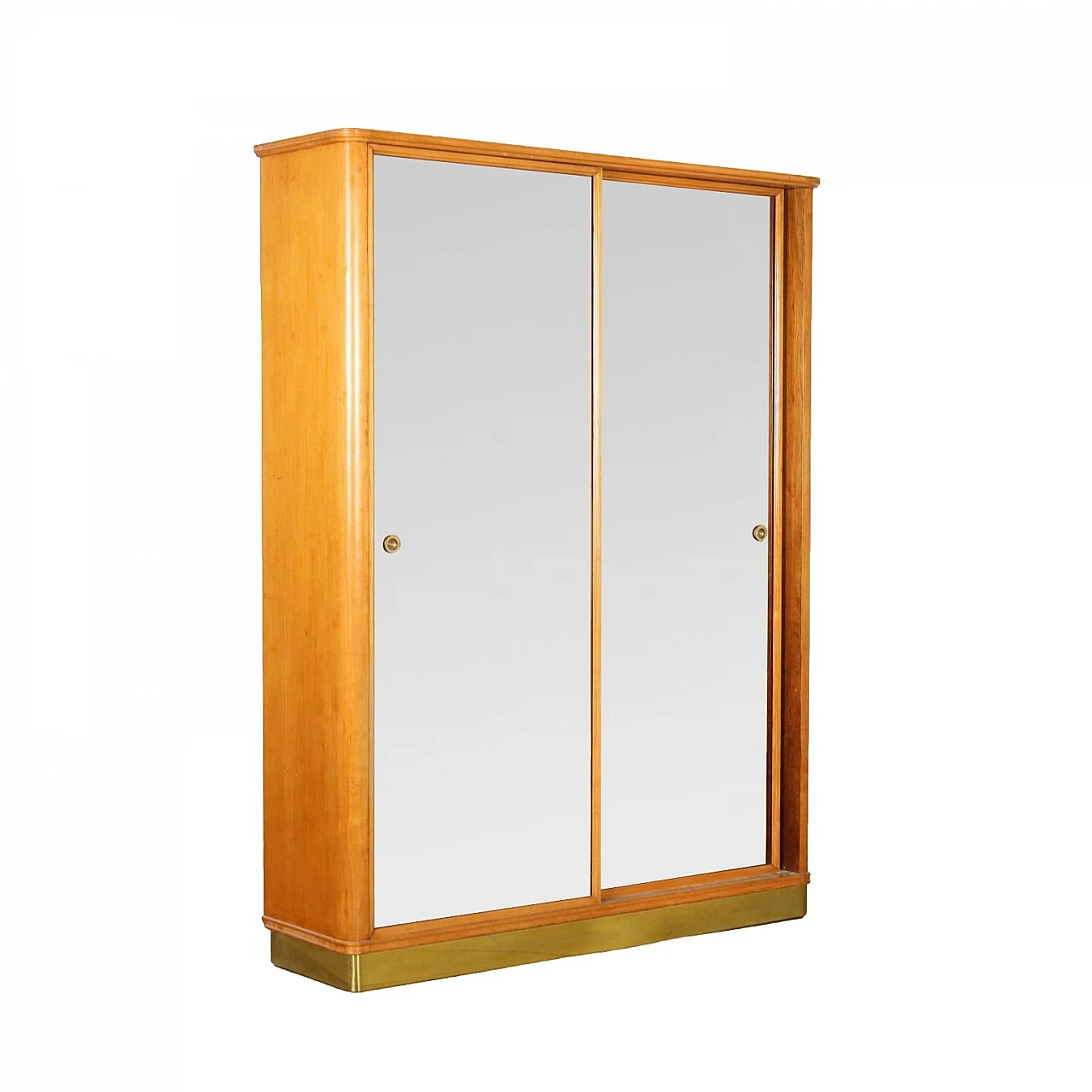 Mahogany veneered coat rack with mirrored sliding doors, 1950s 1