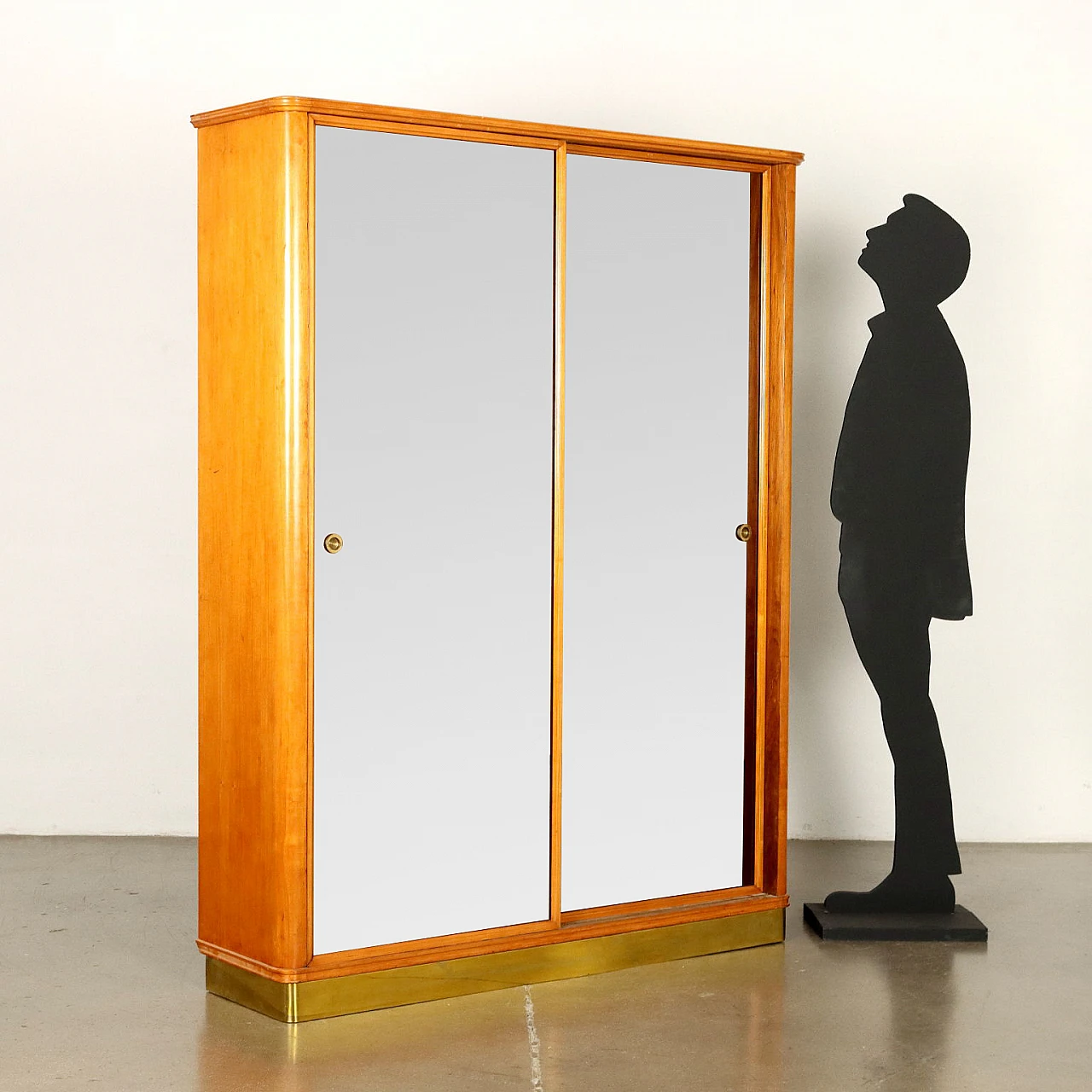 Mahogany veneered coat rack with mirrored sliding doors, 1950s 2