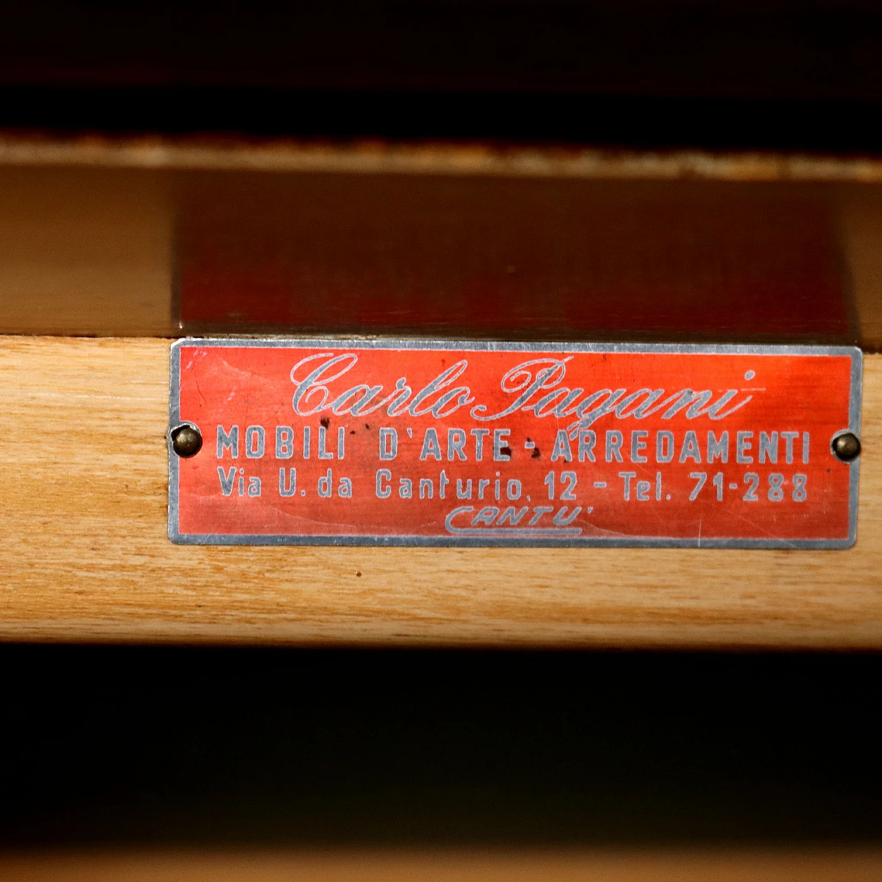 Mahogany veneered coat rack with mirrored sliding doors, 1950s 9