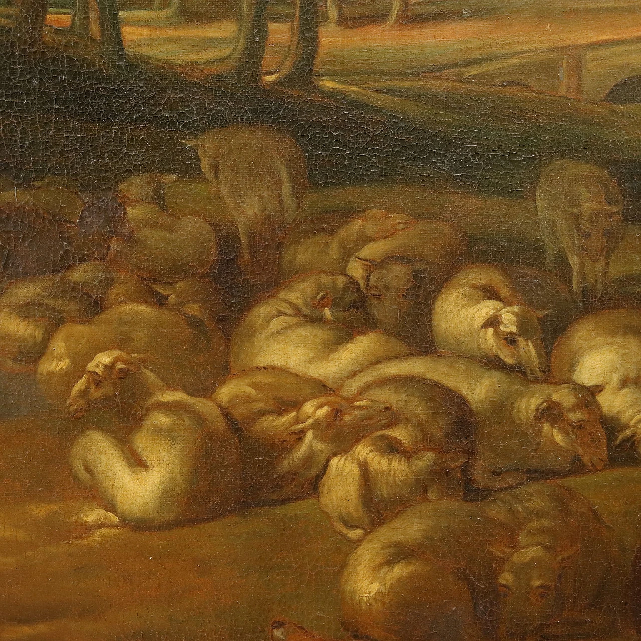 Paesaggio con arcobaleno, dipinto a olio su tela attribuito a Jacob Jordaens, '700 6